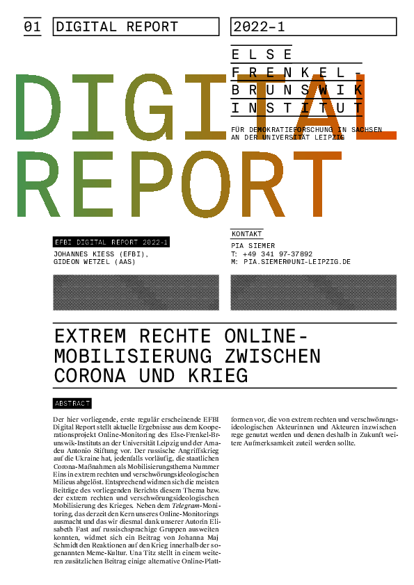 EFBI Digital Report 1: Extrem rechte Online-Mobilisierung zwischen Corona und Krieg