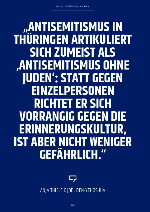 [Open Access] Antisemitismus in Thüringen. Erste Erkenntnisse der Recherche- und Informationsstelle Antisemitismus Thüringen (RIAS Thüringen)